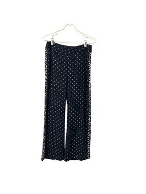 Cabi Trackstar Bandana Print Wide Leg Pants Womens Size 8 Navy White Comfy